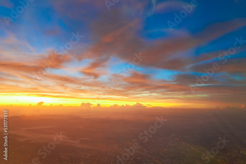 Aerial view from a jet aircraft in the morning.