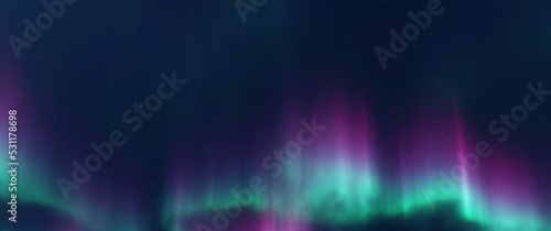 A beautiful green and red aurora dancing over the hills.