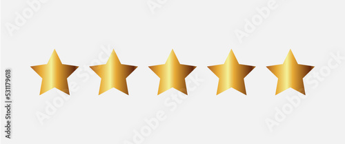 Five yellow and golden stars customer product rating. Icon fow web applications and websites. Star Shape, Luxury Hotel, Rating, Number 5, Success