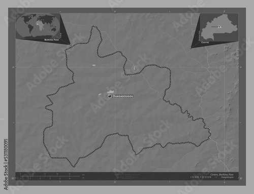 Centre, Burkina Faso. Bilevel. Labelled points of cities