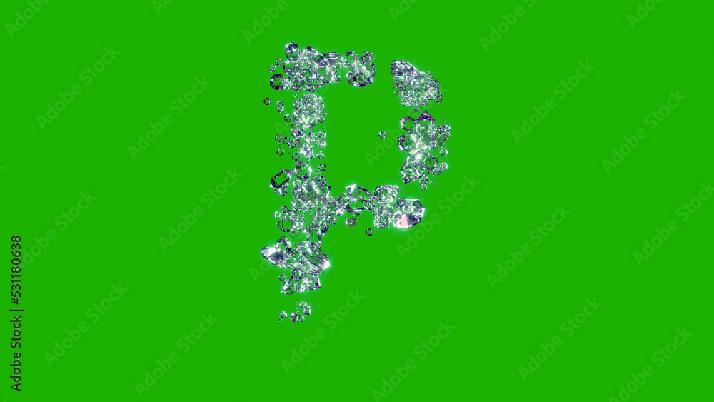 shining finest diamonds font - letter P on green screen, isolated - object 3D illustration shining finest diamonds font - letter P on green screen, isolated - object 3D illustration