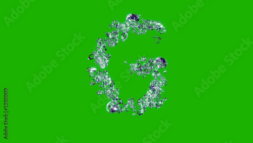 lighting finest diamonds alphabet - letter G on green screen  isolated - object 3D rendering