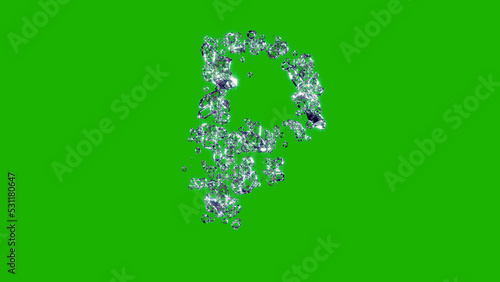 shining finest diamonds font - rouble sign on chroma key screen, isolated - object 3D illustration