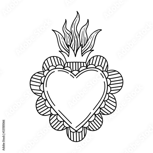 Sacred Heart love Folk Art Illustration Hand Made vector