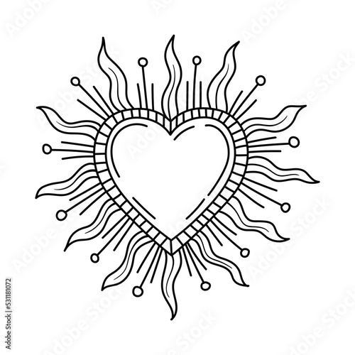 Sacred Heart love Folk Art Illustration Hand Made vector