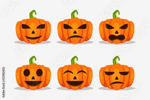 halloween pumpkin with different expression illustration
