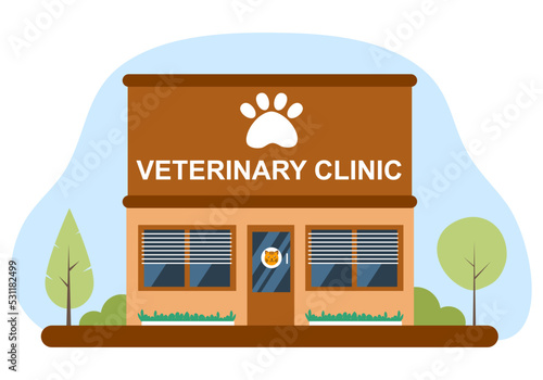 Exterior veterinary clinic concept vector illustration. Pet care center. 