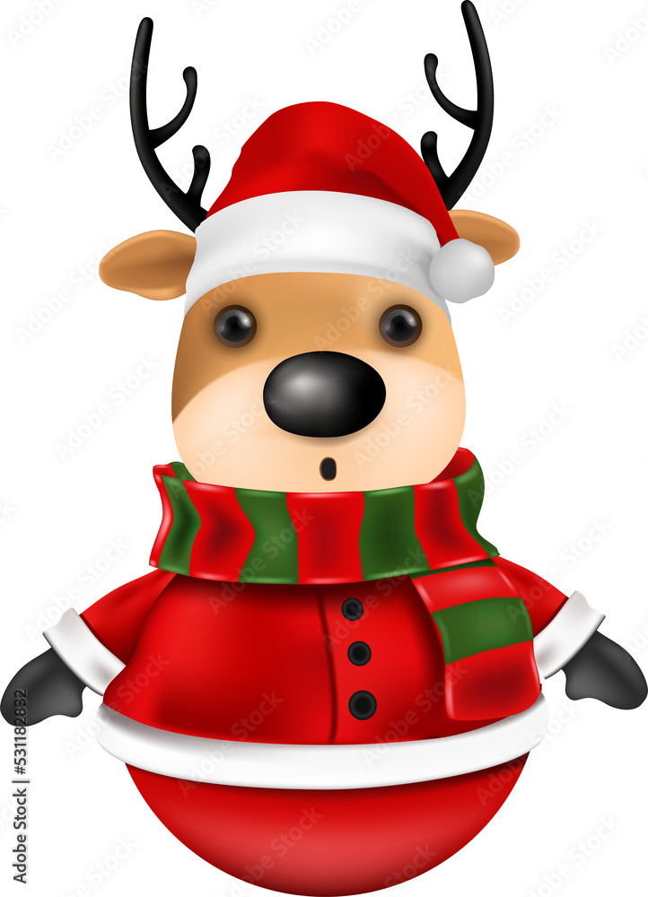 Cute reindeer santa claus cartoon character. Cute reindeer santa claus cartoon character.