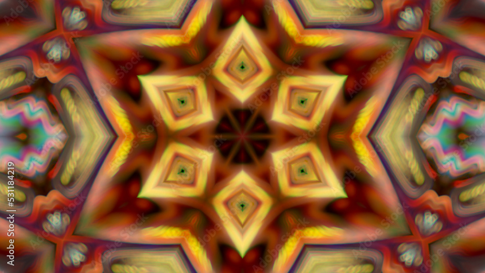 Fototapeta premium Abstract textured luminous multicolored Kaleidoscope mandala