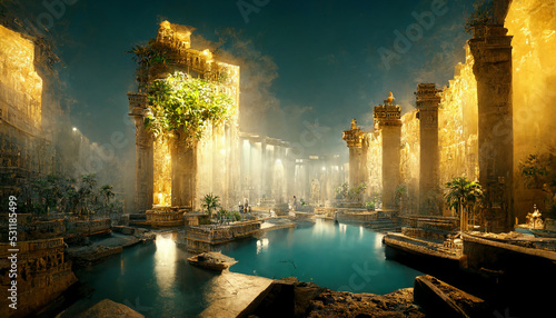 Fotografia hanging gardens of Babylon artistic rendition
