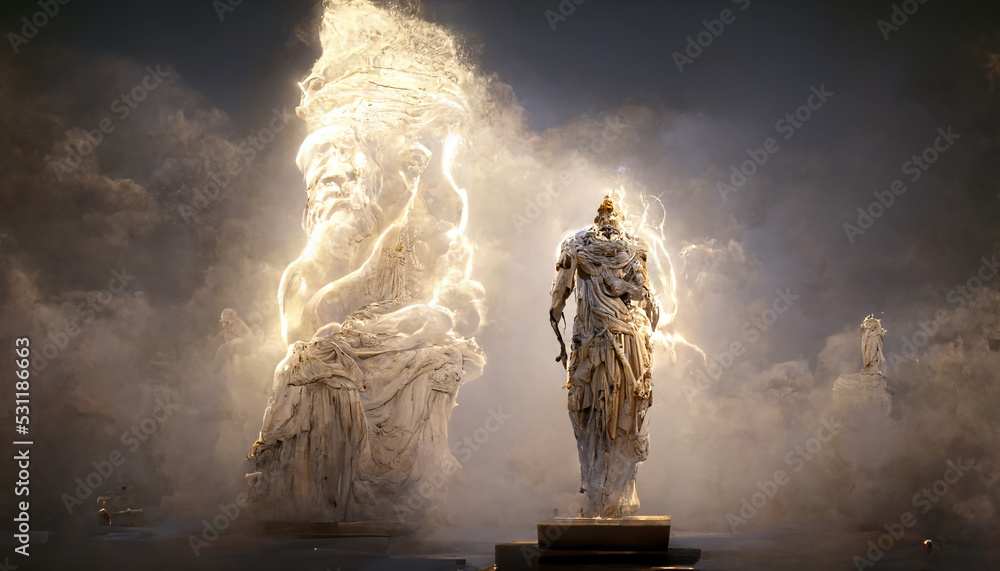 Statue of Zeus at Olympia artistic rendition Stock Illustration | Adobe