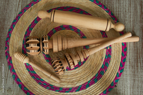 Molinillo used for making hot chocolate and other drinks.