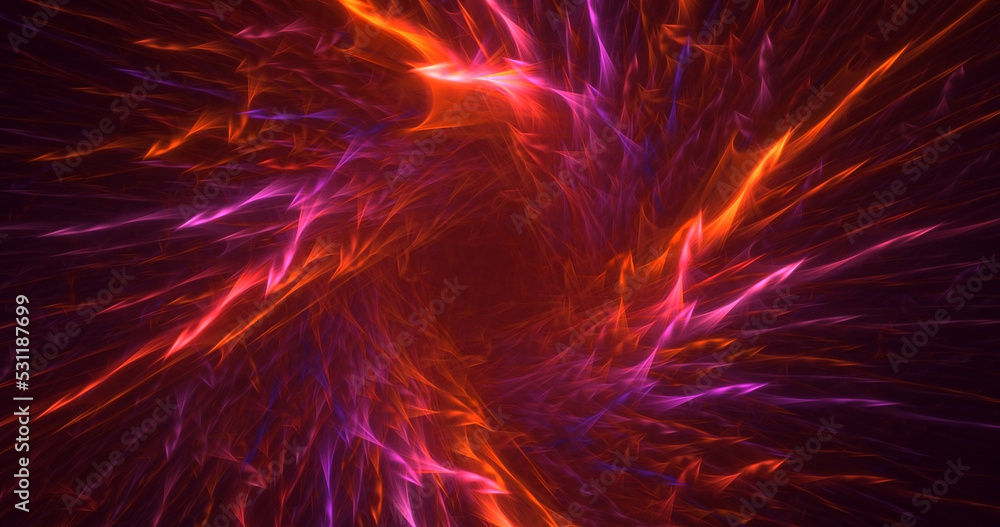 3D rendering abstract red fractal light background