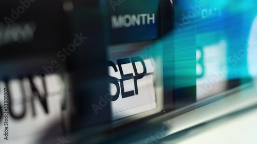 Time lapse of calendar clock in 1 year in futuristic lighting