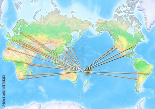 Fiji concept map centerd on Asia Pacific, export concept map for Fiji on white background suitable for export concepts. File is suitable for digital editing and large size prints. photo