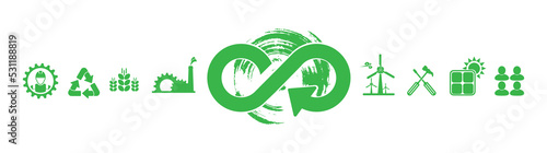 circular economy icons on white background	