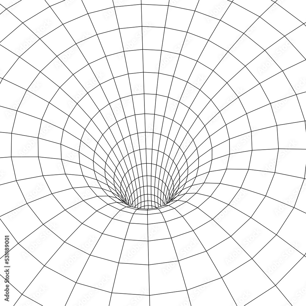 Naklejka premium Wormhole tunnel mesh objects wireframe vector