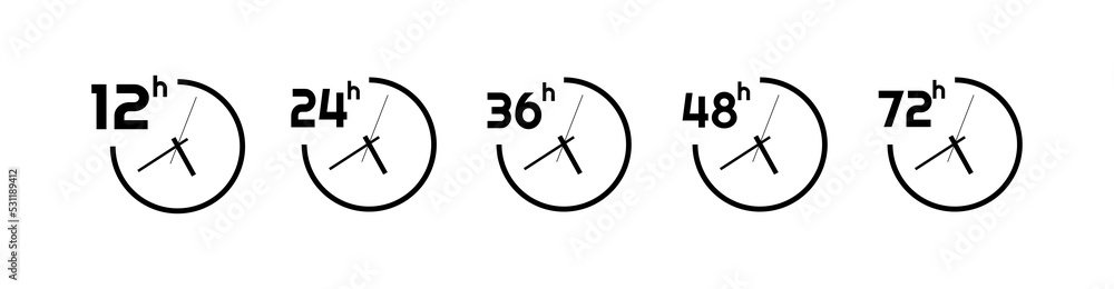hours clock arrow on white background	