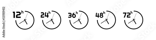 hours clock arrow on white background	