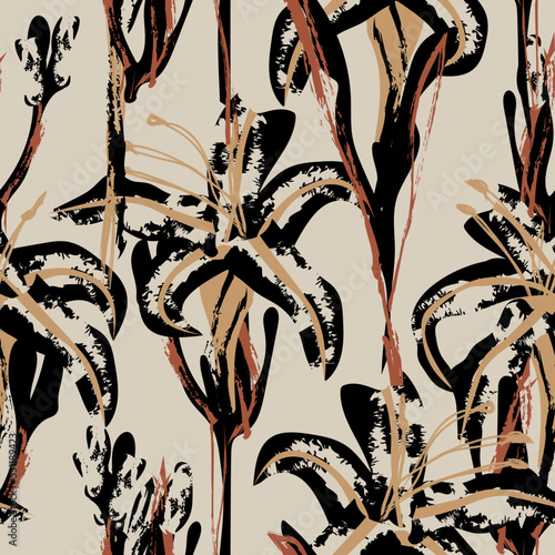 Floral Brush strokes Seamless Pattern Design