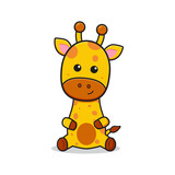 Cute giraffe is sitting mascot character cartoon icon illustration
