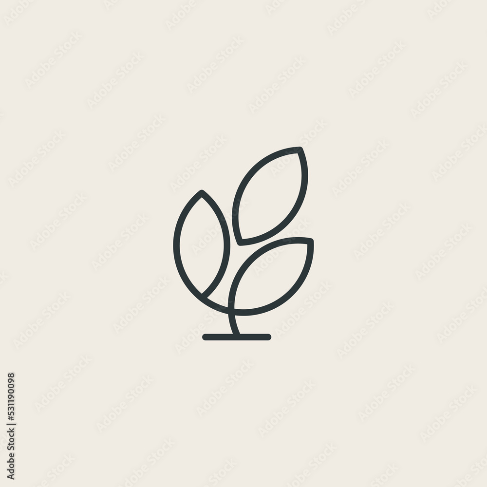 Tree logo boutique Linear Design Vector Stock. Abstract Geometric Leaves Logo Wellness Design Template. Leaf Nature Logo Vector illustration
