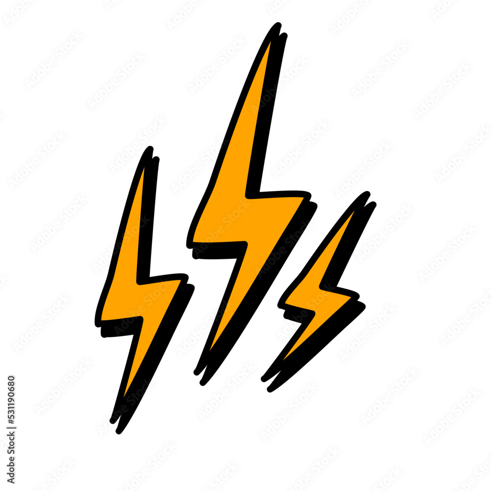 Doodle lightning flash icon