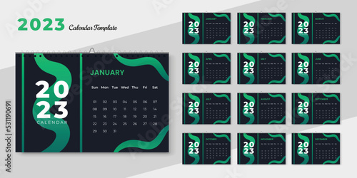 Corporate natural shape yearly planner 2023 desk calendar calendar design template