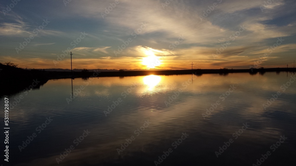 sunset over the lake