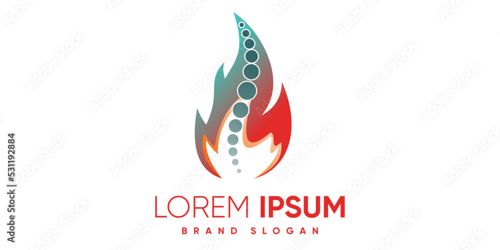 Chiropractic on fire logo with modern style premium vector Chiropractic on fire logo with modern style premium vector