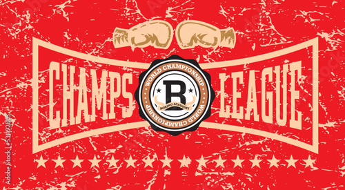 Hand drawn of  Boxing World Champion Labels and Icons 