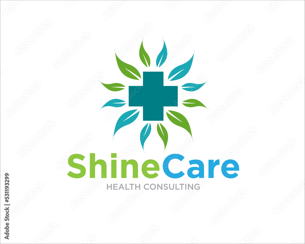 shine care logo designs for medical and health service or clinic symbol