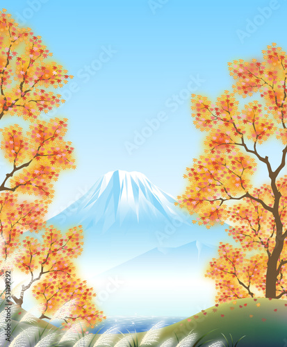 紅葉　モミジ　富士山