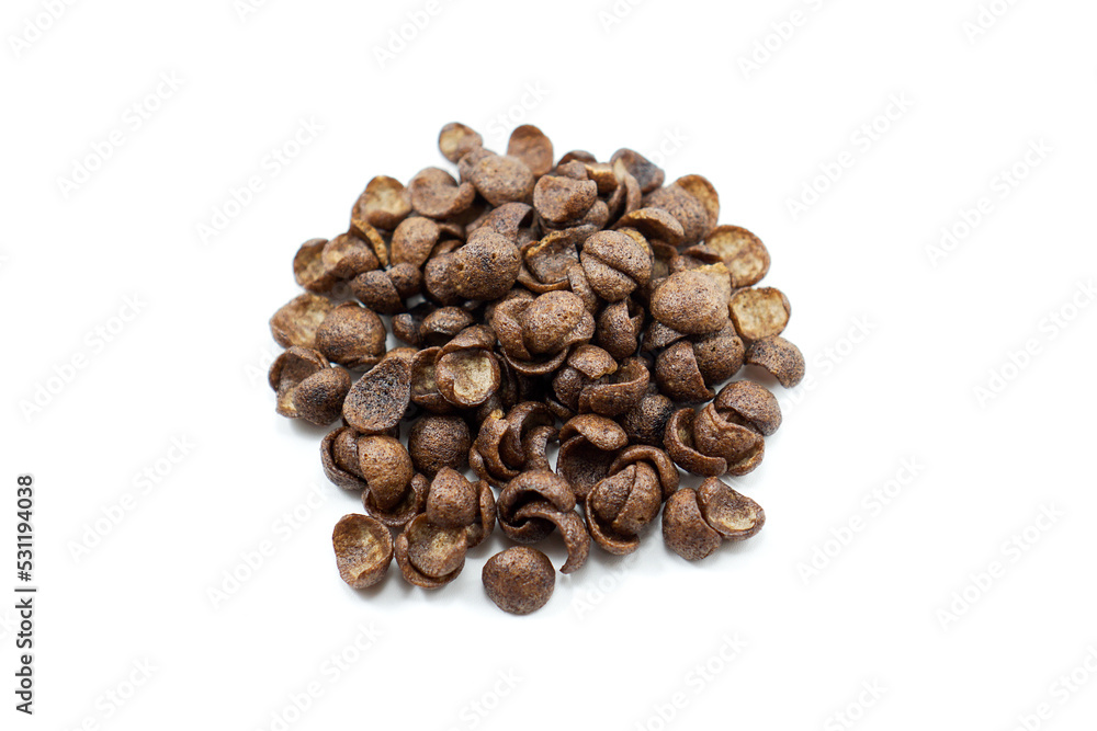 Chocolate cereal for breakfast which is usually added with milk Chocolate cereal for breakfast which is usually added with milk