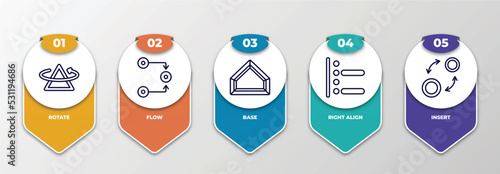 infographic template with thin line icons. infographic for geometry concept. included rotate, flow, base, right align, insert editable vector.