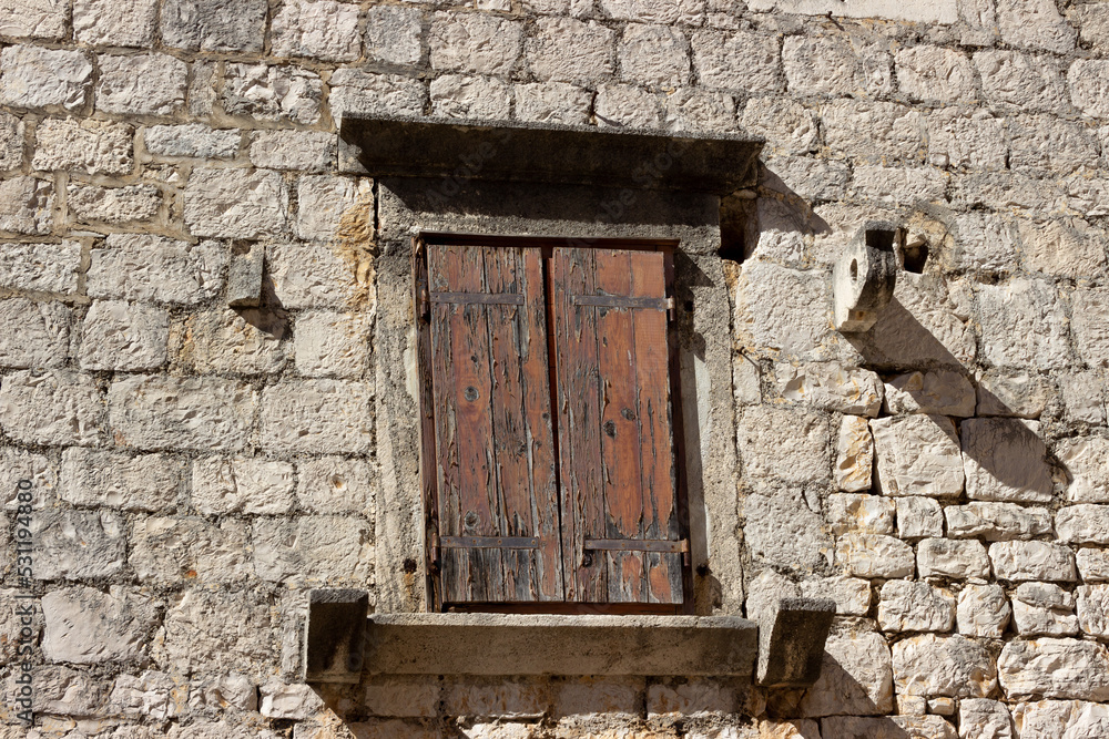 Old Mediterranean wooden windows weathered by the sea Old Mediterranean wooden windows weathered by the sea
