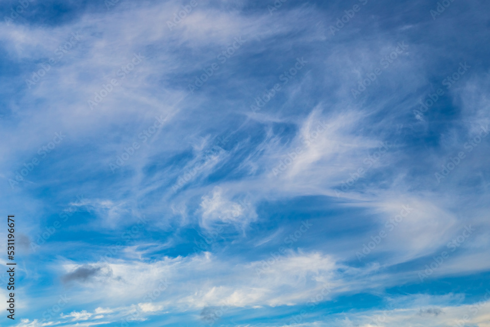 Cirrus and Stratus clouds in dramatic blue sky over Cape Town Cirrus and Stratus clouds in dramatic blue sky over Cape Town