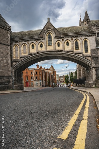 Photography Aerial view of road surrounded by buildings in Dublin