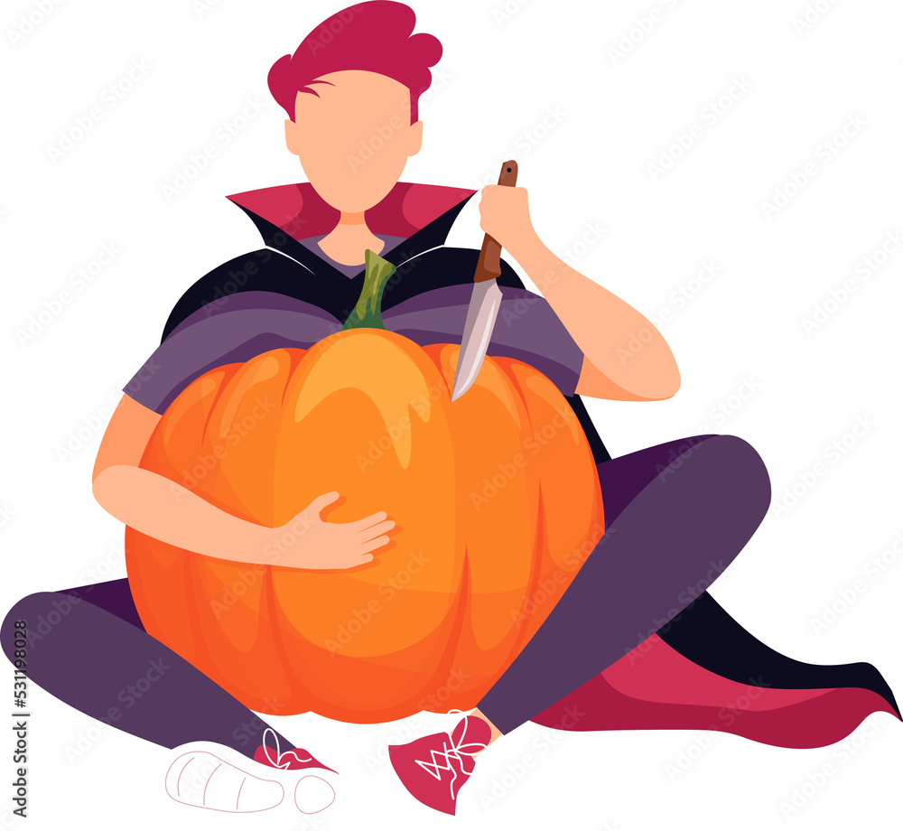 man in halloween costume with pumpkin illustration man in halloween costume with pumpkin illustration