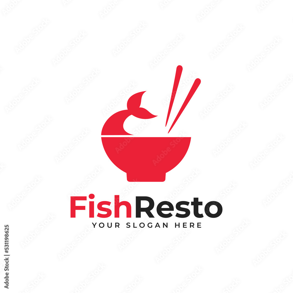 Food Logo Design With Combination Of Bowl and Fish Suitable For Restaurant Or Cafe Food Logo Design With Combination Of Bowl and Fish Suitable For Restaurant Or Cafe