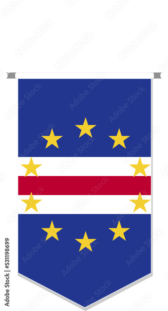 Cape Verde flag in soccer pennant, various shape. Cape Verde flag in soccer pennant, various shape.