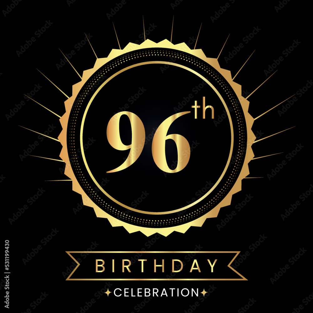 Happy 96th Birthday With Gold Badges Isolated On Black Background elegant-pearl-birthday-cake