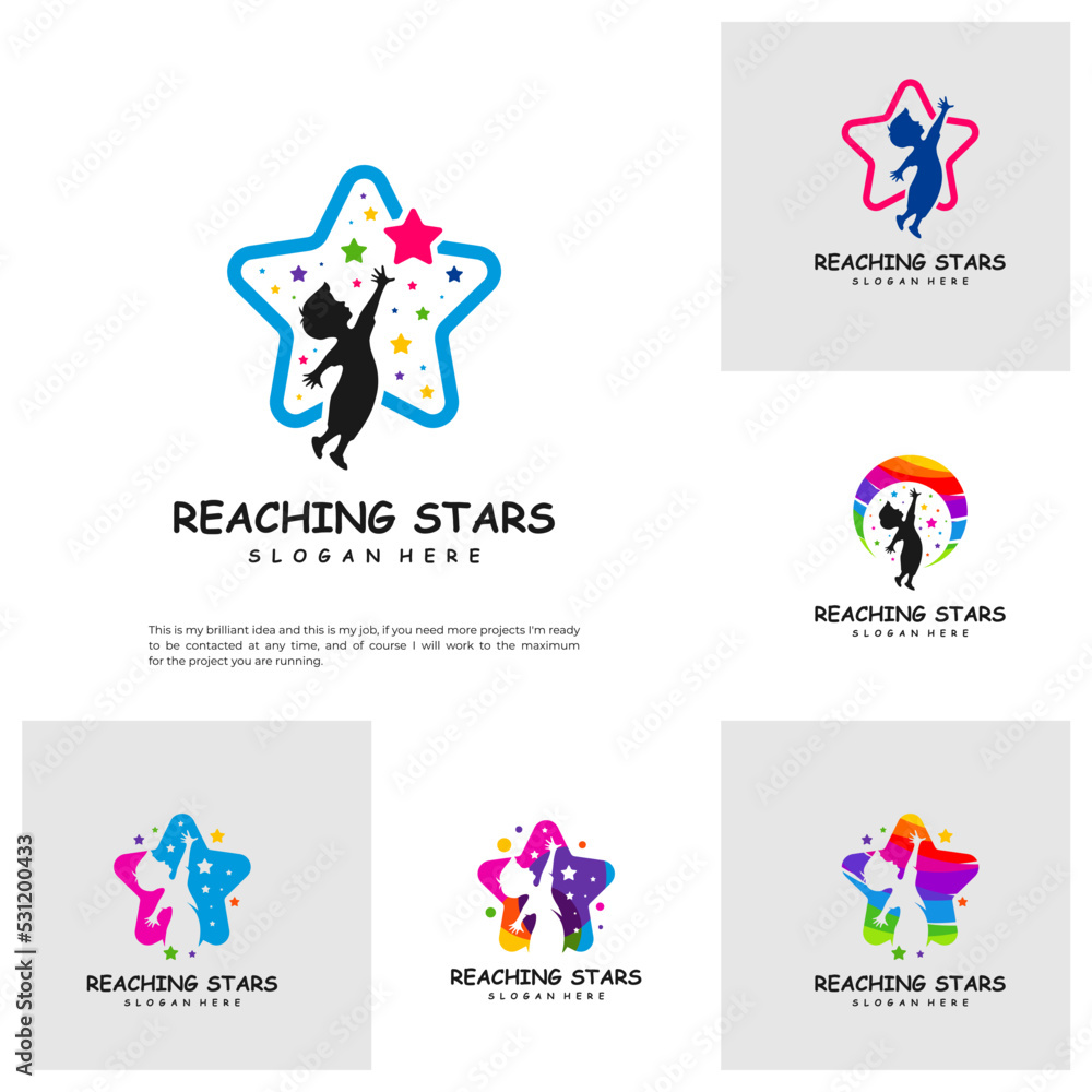 Set of Reaching Stars Logo Design Template. Dream star logo vector. Emblem, Colorful, Creative Icon Symbol