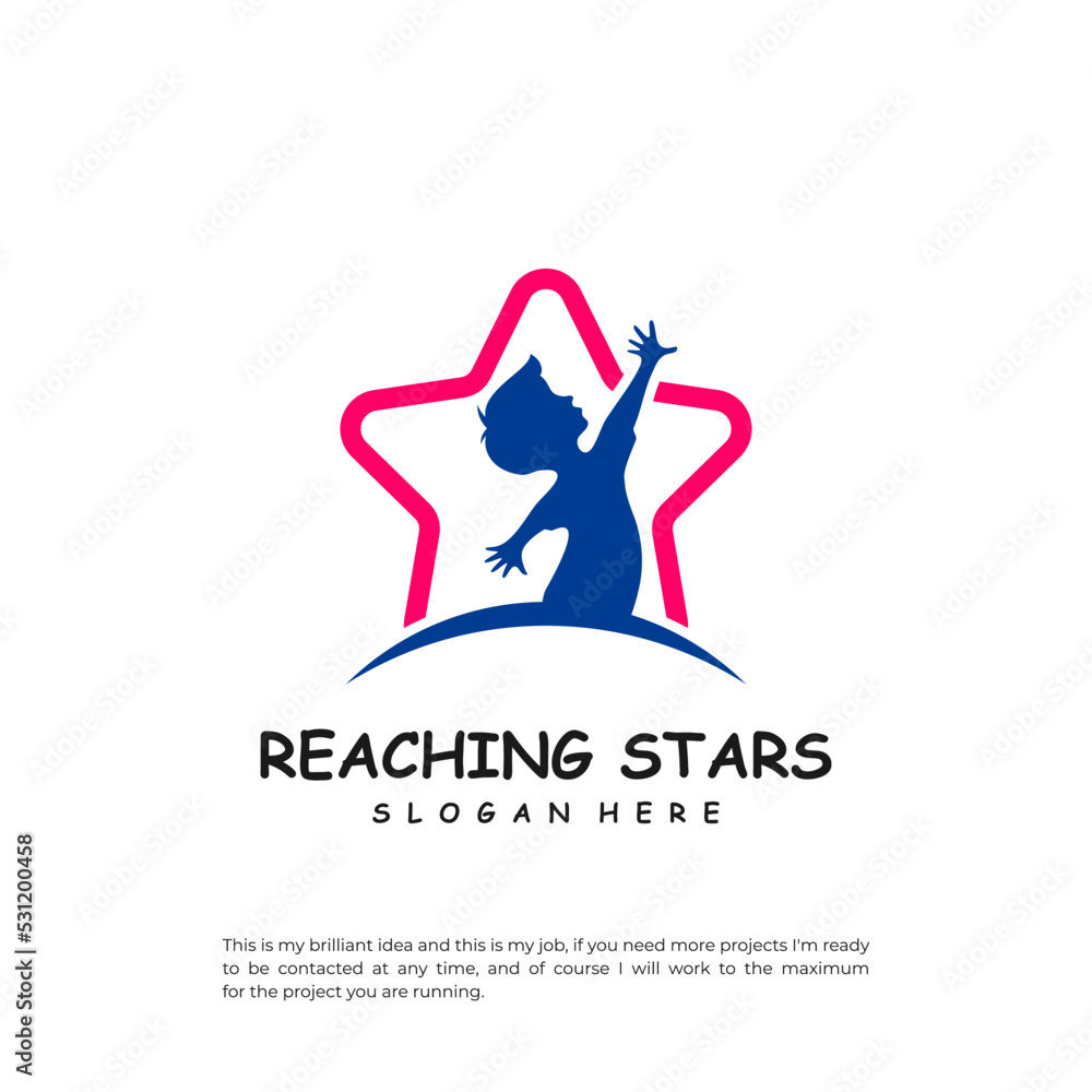 Reaching Stars Logo Design Template. Dream star logo vector. Emblem, Colorful, Creative Icon Symbol