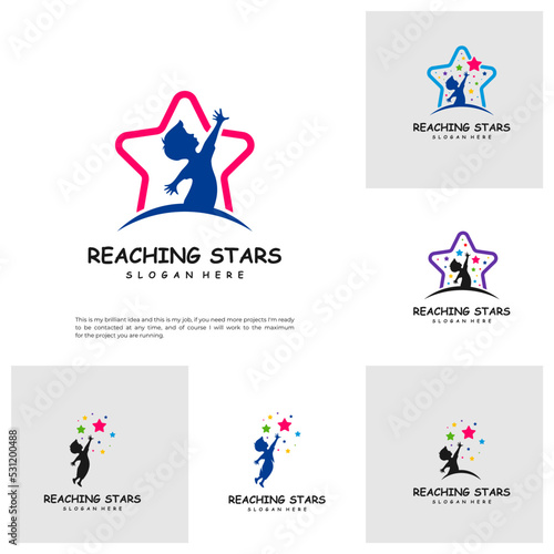 Set of Reaching Stars Logo Design Template. Dream star logo vector. Emblem, Colorful, Creative Icon Symbol