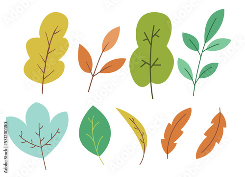 flat leave illustration style simple art