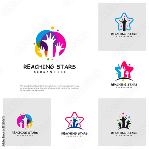 Set of Reaching Stars Logo Design Template. Dream star logo vector. Emblem, Colorful, Creative Icon Symbol