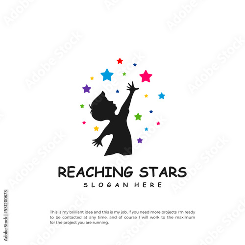 Reaching Stars Logo Design Template. Dream star logo vector. Emblem, Colorful, Creative Icon Symbol