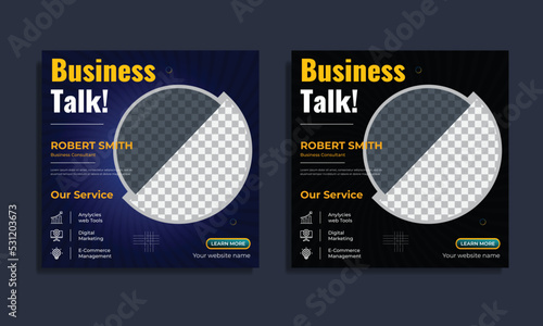 Corporate Digital marketing live webinar promotion templates for social media. Editable layouts for instagram and facebook for teachers and influencers