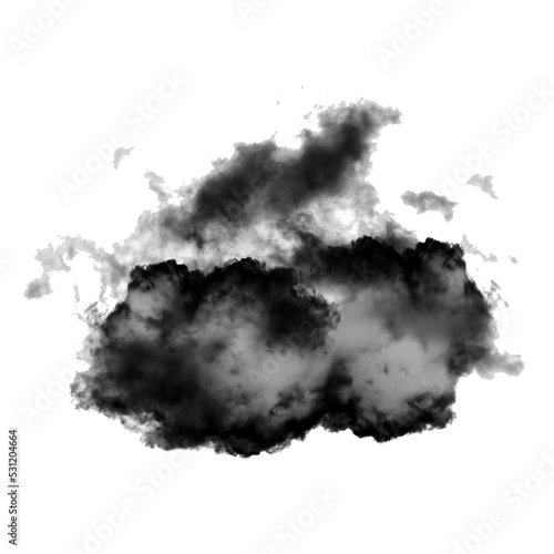 Black smoke cloud isolated over transparent background png illustration